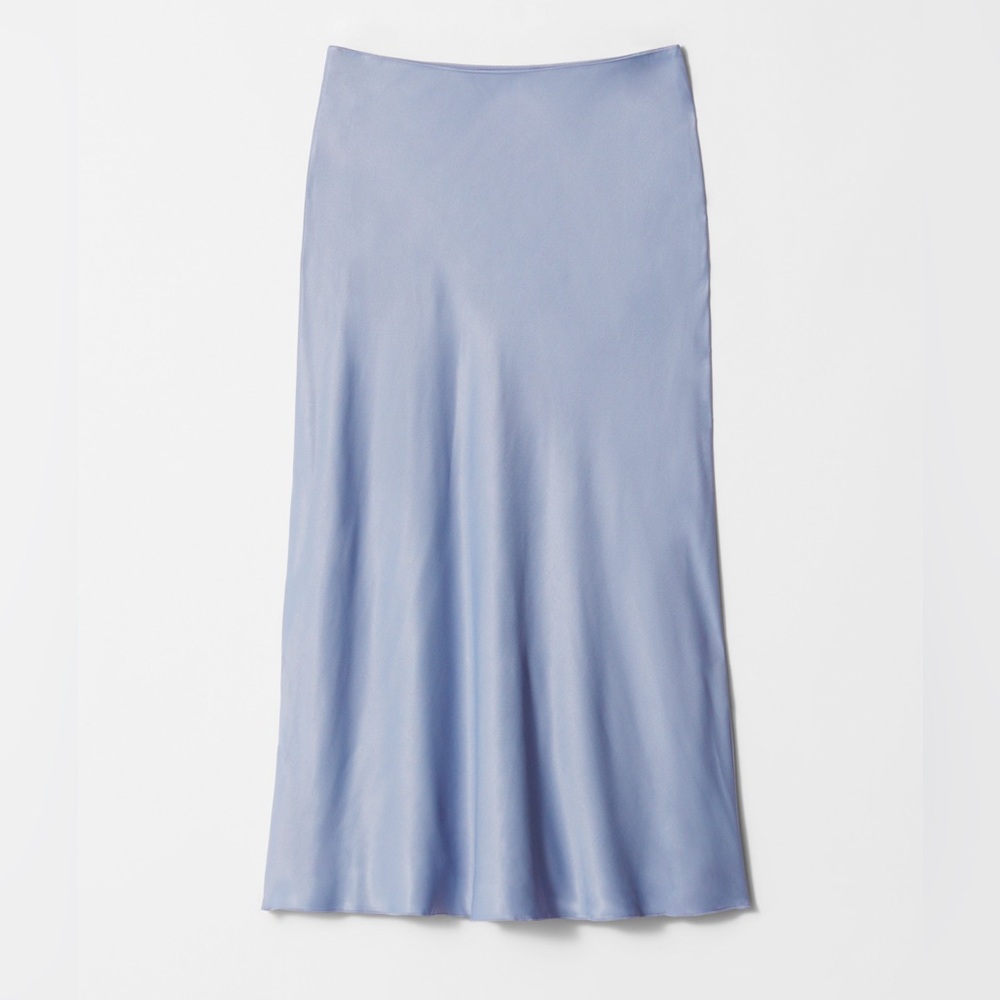 & Other Stories Elegant Satin Midi Skirt in Periwinkle Blue / Light Purple